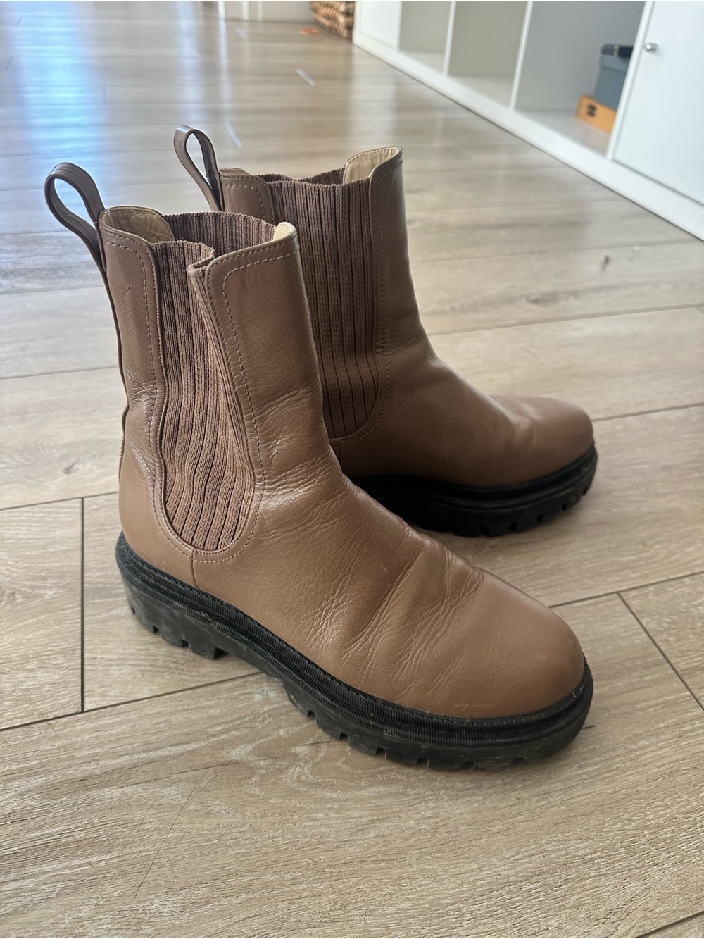 Poppy Barley Brown Leather Chelsea Combat Boots